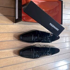 Men’s Black Magnanni patient leather formal shoe size 12  almost like new.